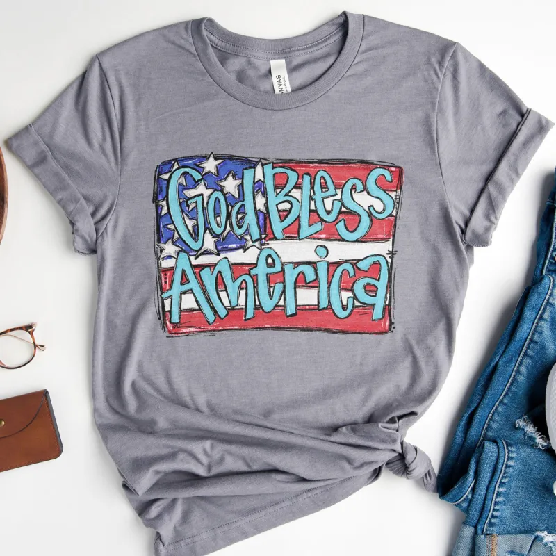 God Bless America Flag Tee sold by Faithful and Co.