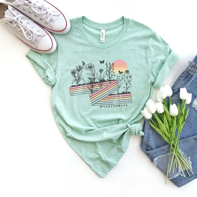 Retro Stripe Wildflowers Tee made by Faithful and Co.