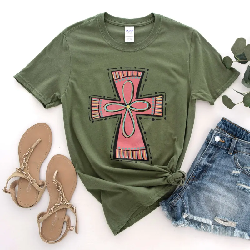 Mauve Cross Tee sold by Faithful and Co.