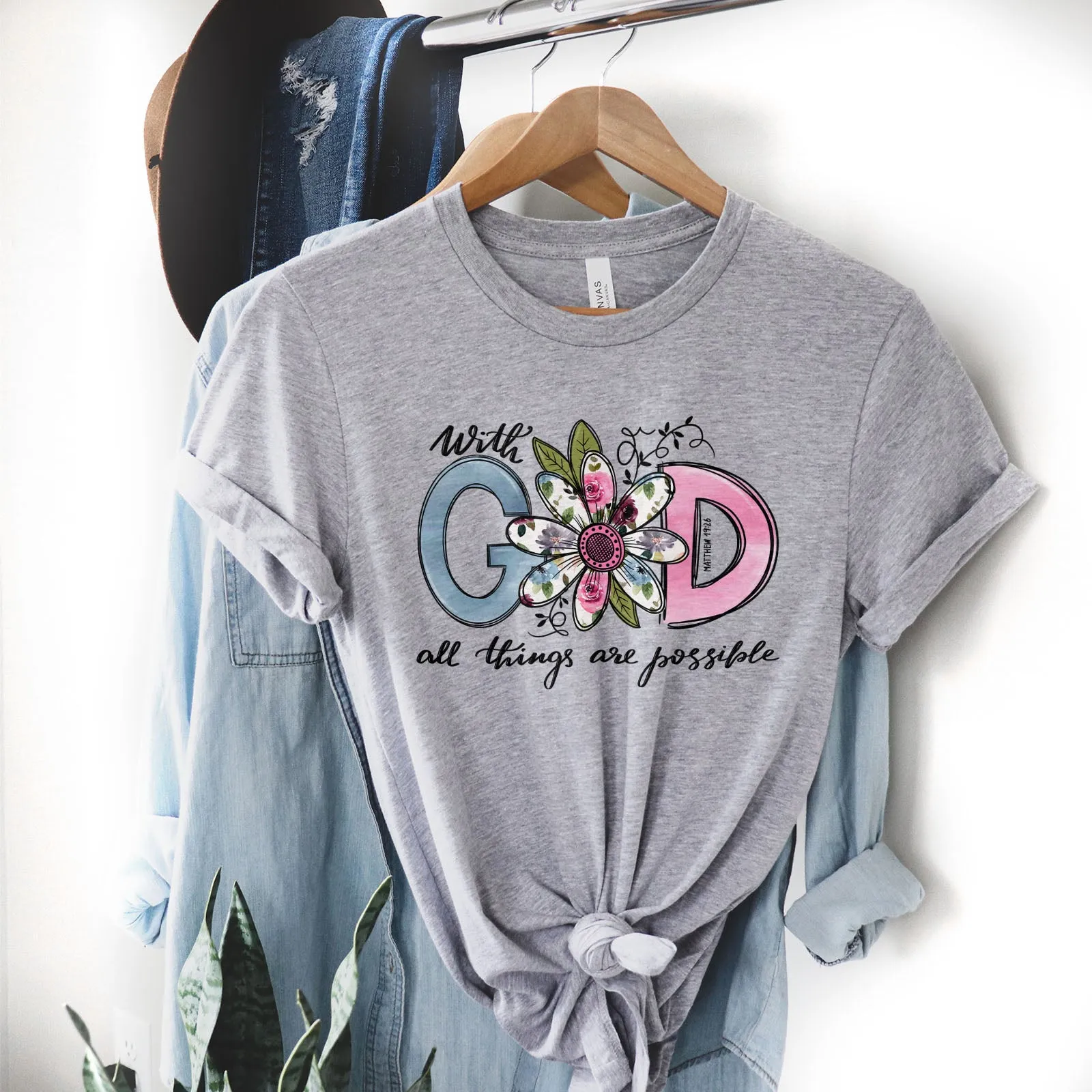 With God All Things Are Possible Daisy Tee sold by Faithful and Co. product image thumbnail 4