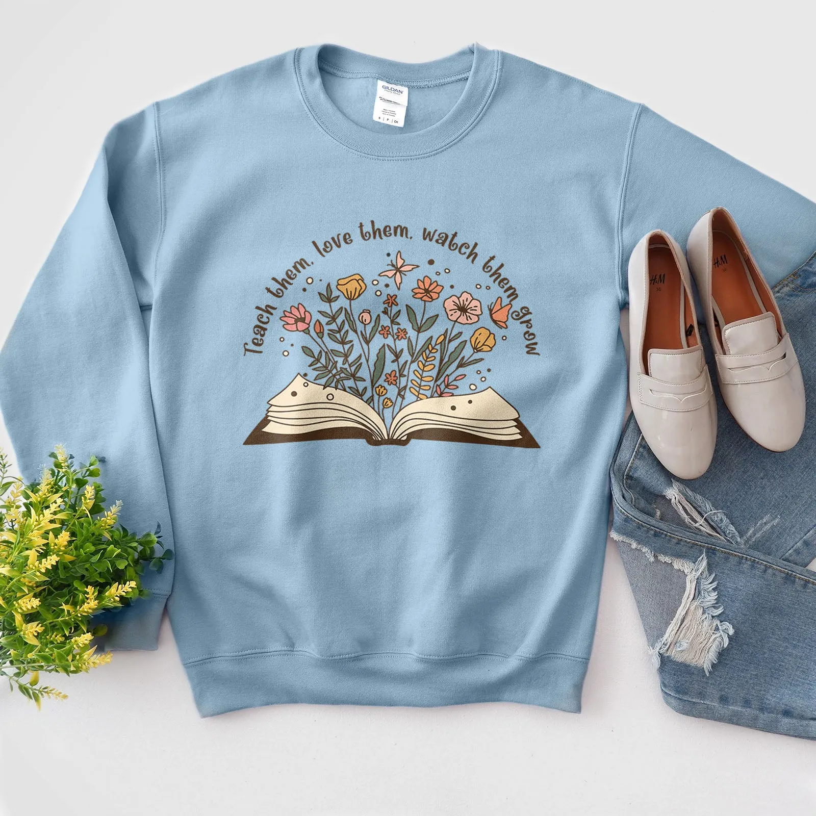 Teach Them, Love Them, Watch Them Grow Sweatshirt sold by Faithful and Co. product image thumbnail 3