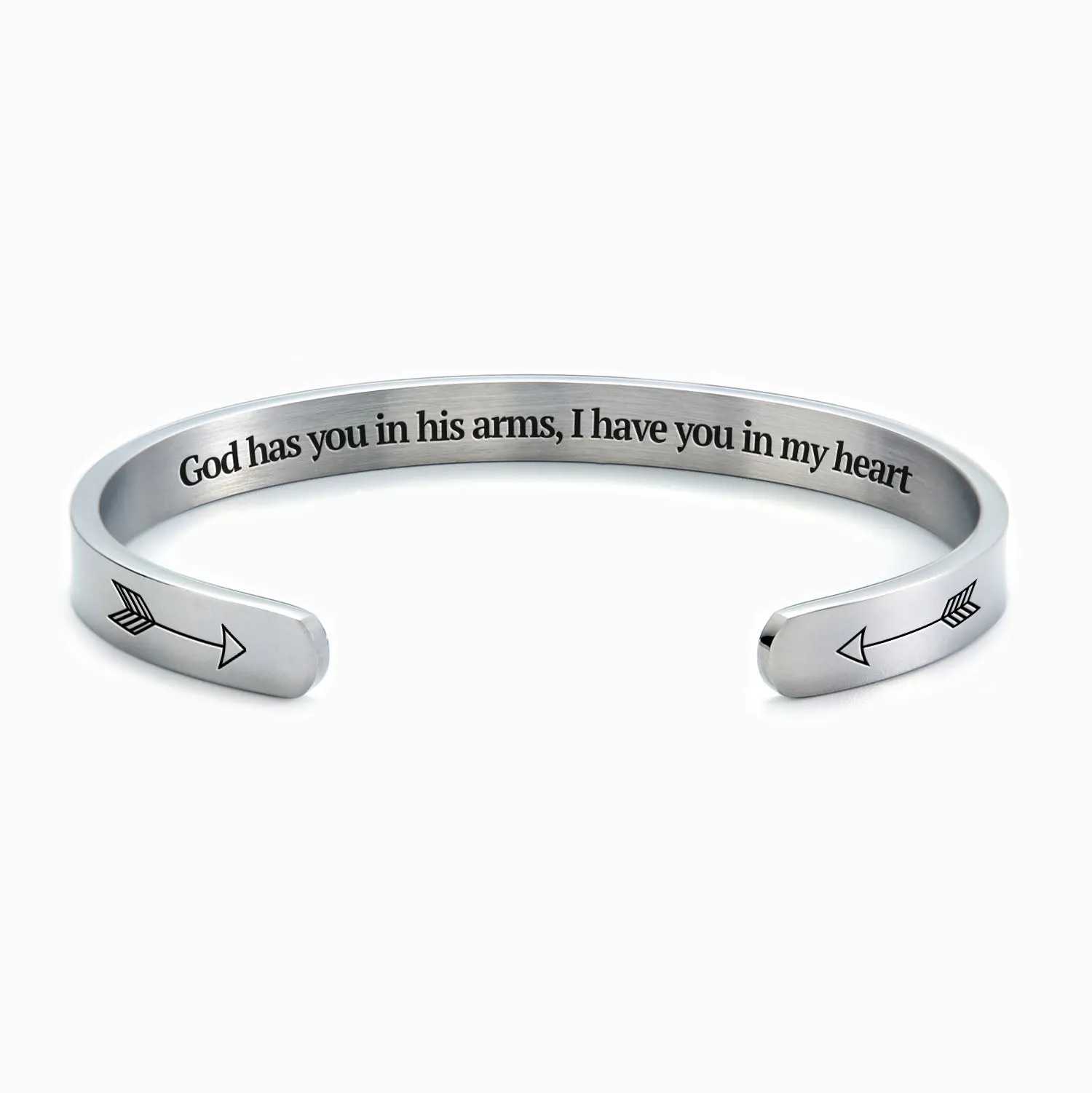 God Has You In His Arms, I Have You In My Heart Personalizable Cuff Bracelet sold by Faithful and Co. product image thumbnail 3