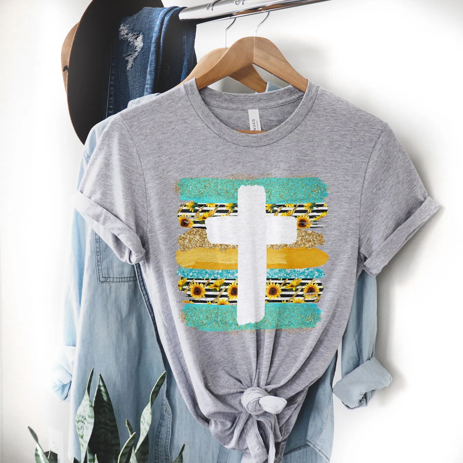 Cross Brushstrokes Sunflower Tee sold by Faithful and Co. product image thumbnail 3