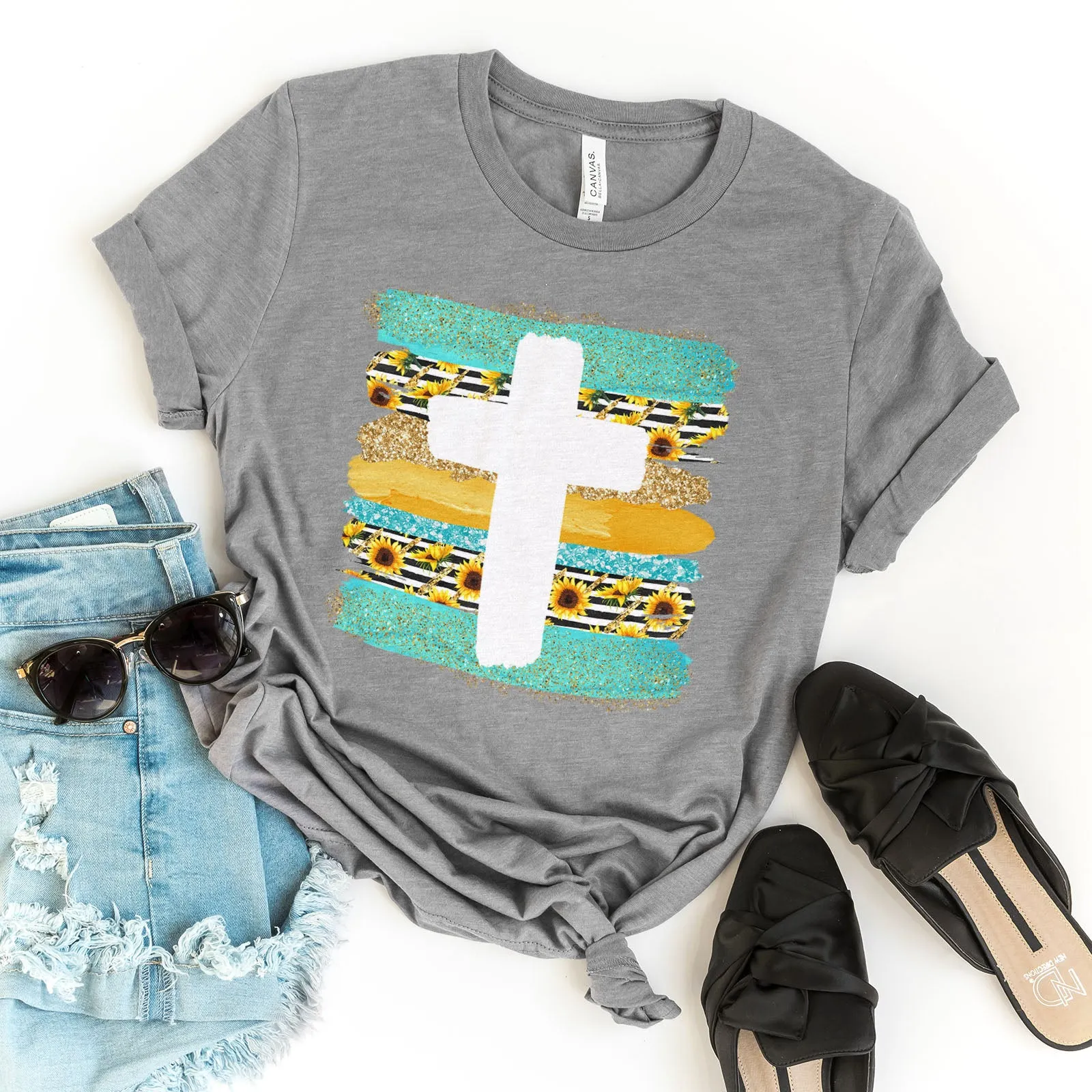 Cross Brushstrokes Sunflower Tee sold by Faithful and Co. product image thumbnail 5