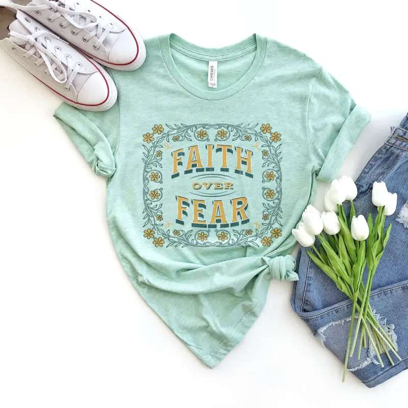 Faith Over Fear Vintage Floral Tee sold by Faithful and Co.