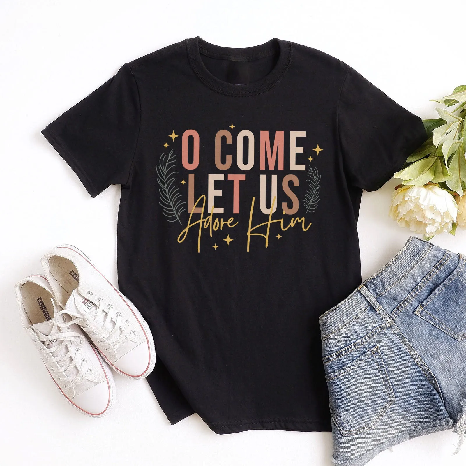 O Come Let Us Adore Him Tee sold by Faithful and Co.