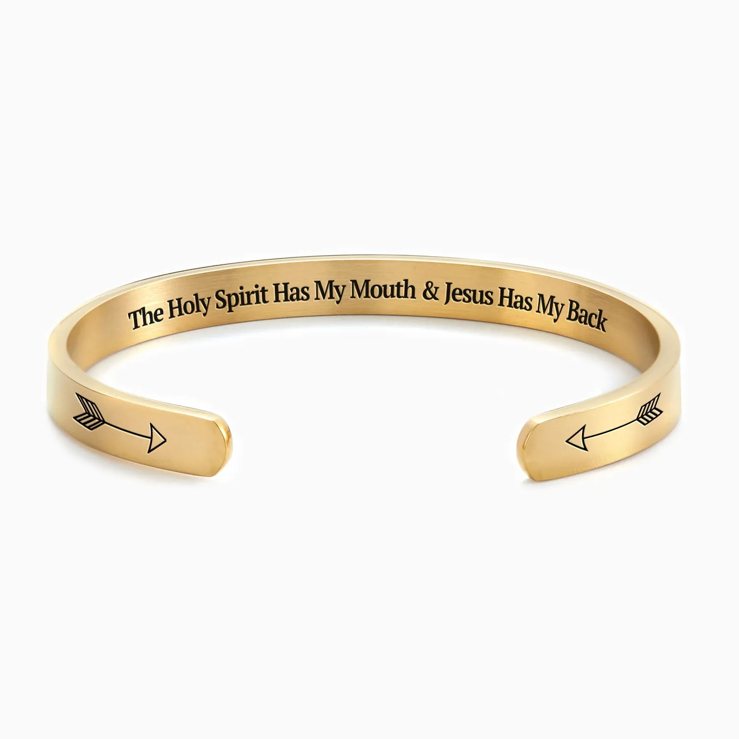 The Holy Spirit Has My Mouth & Jesus Has My Back Cuff Bracelet sold by Faithful and Co.