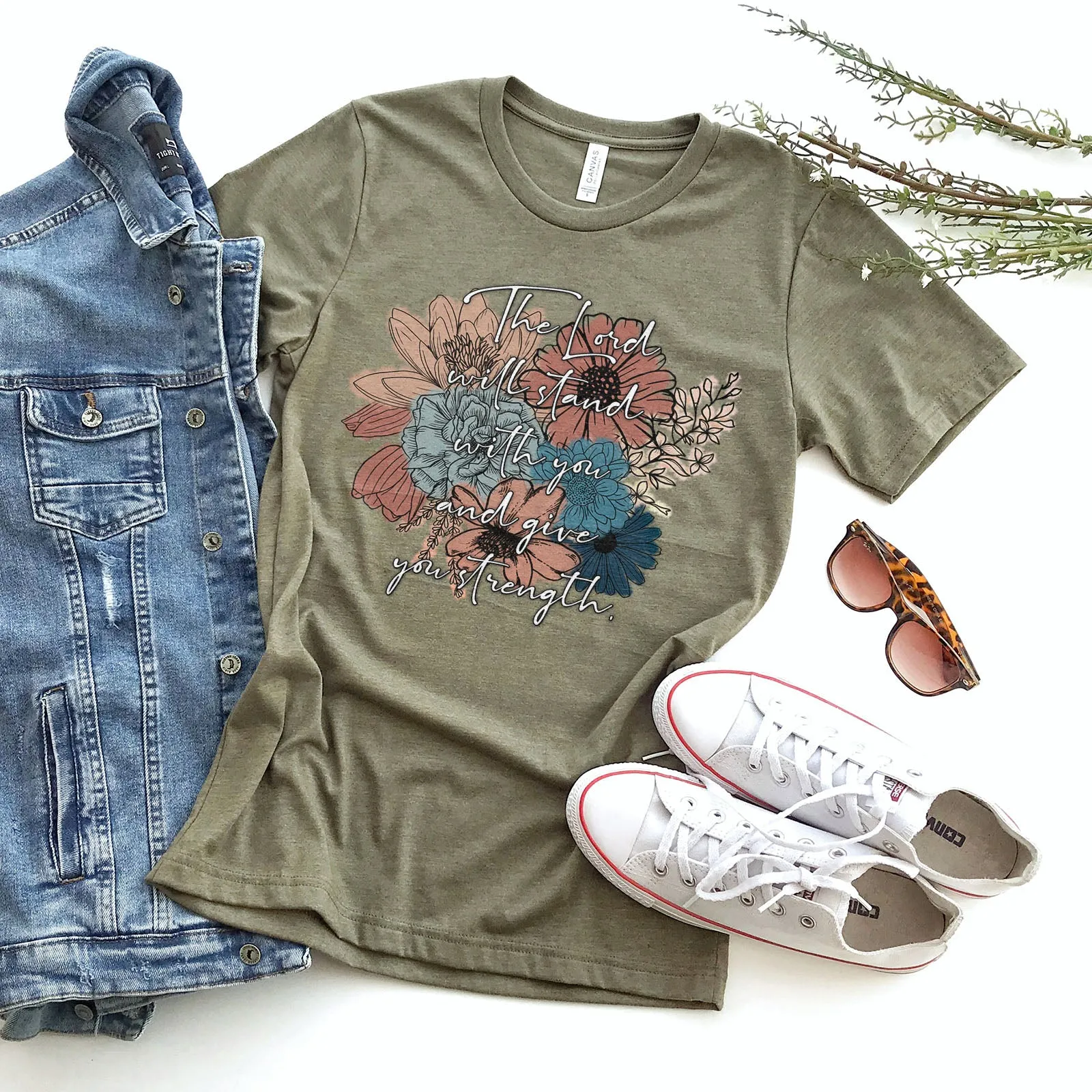 The Lord Will Stand With You Vintage Floral Tee sold by Faithful and Co. product image thumbnail 2