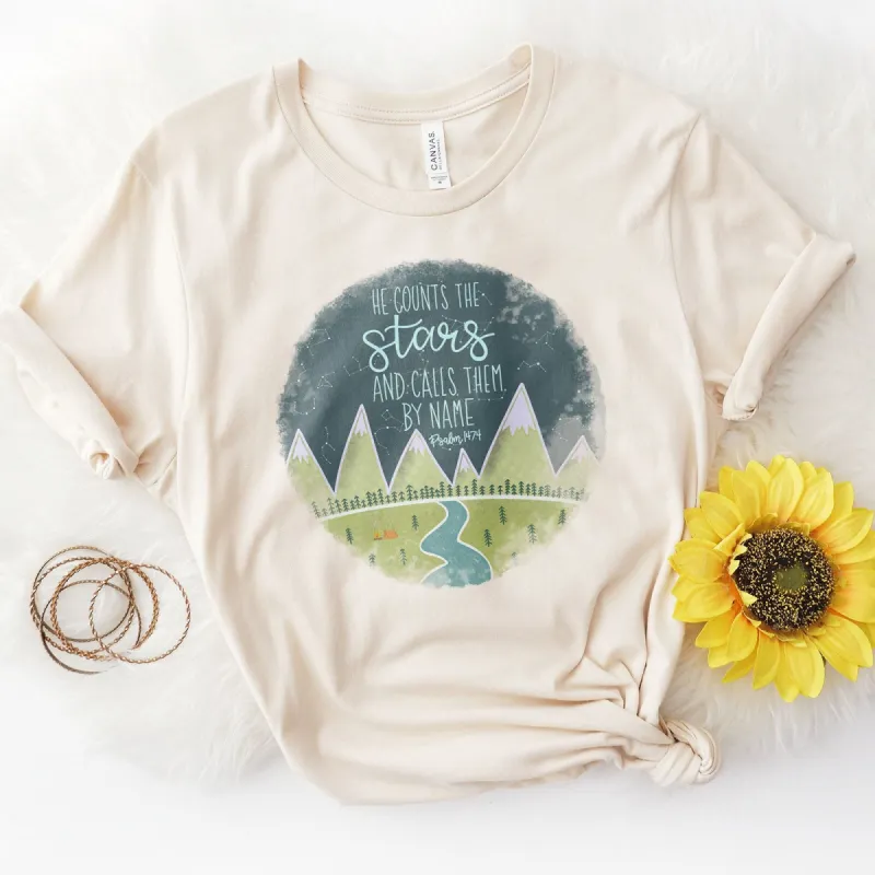Psalm 147:4 Tee sold by Faithful and Co.