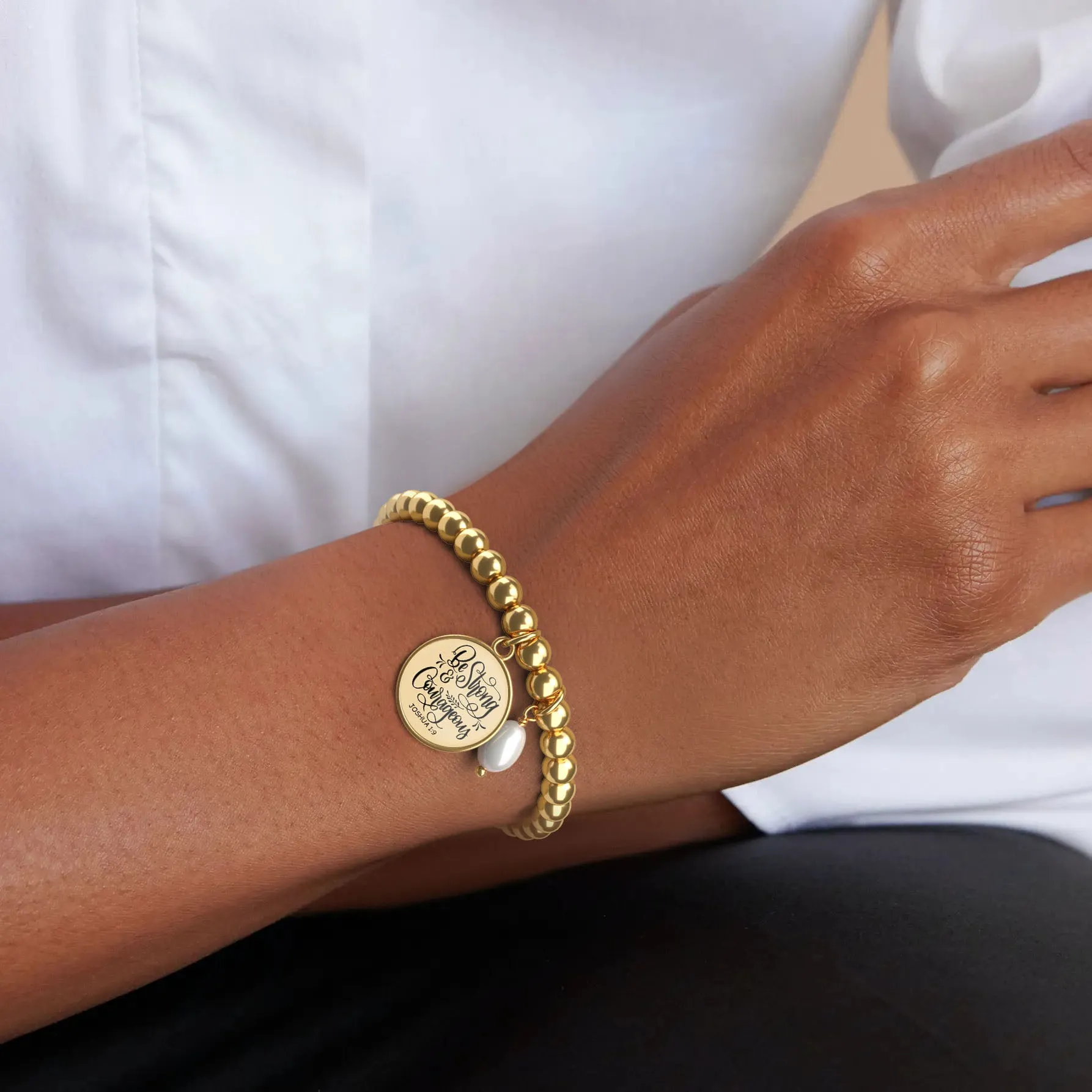 Be Strong And Courageous - Beaded Bracelet sold by Faithful and Co. product image thumbnail 5