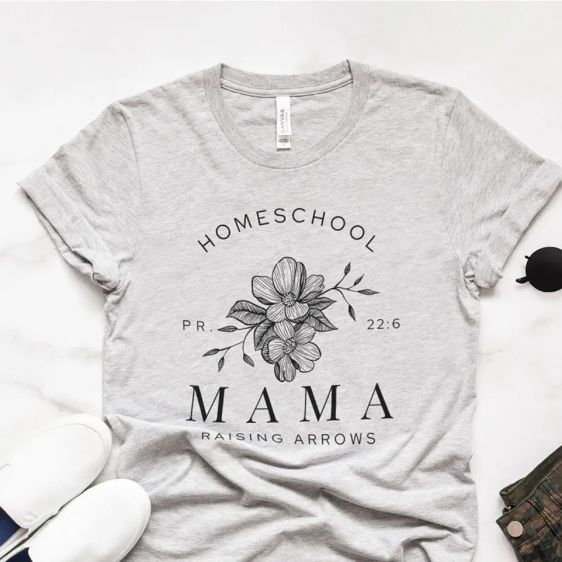 Homeschool Mama Raising Arrows Tee sold by Faithful and Co.