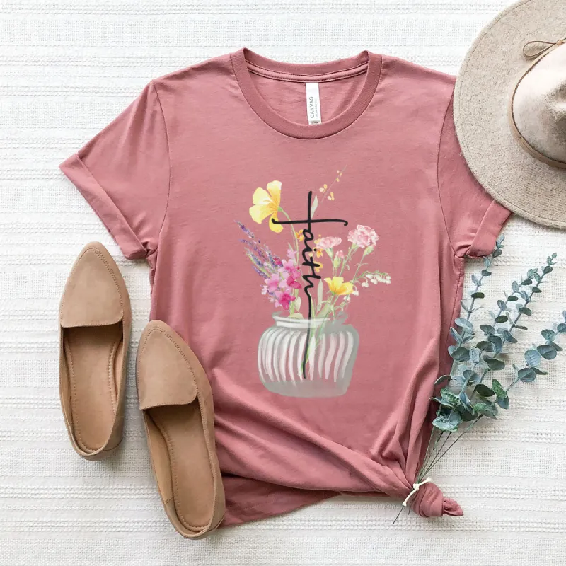 Faith Cross Vase Tee sold by Faithful and Co.