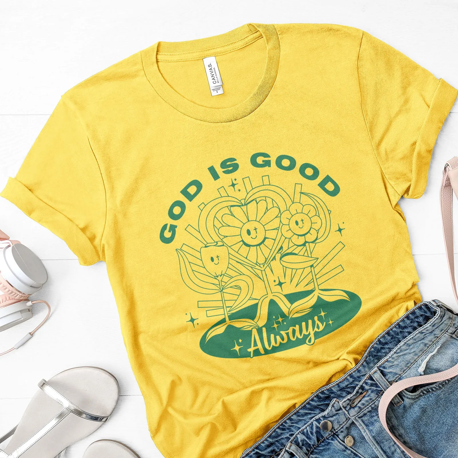 God is Good Vintage Floral Tee sold by Faithful and Co. product image thumbnail 3