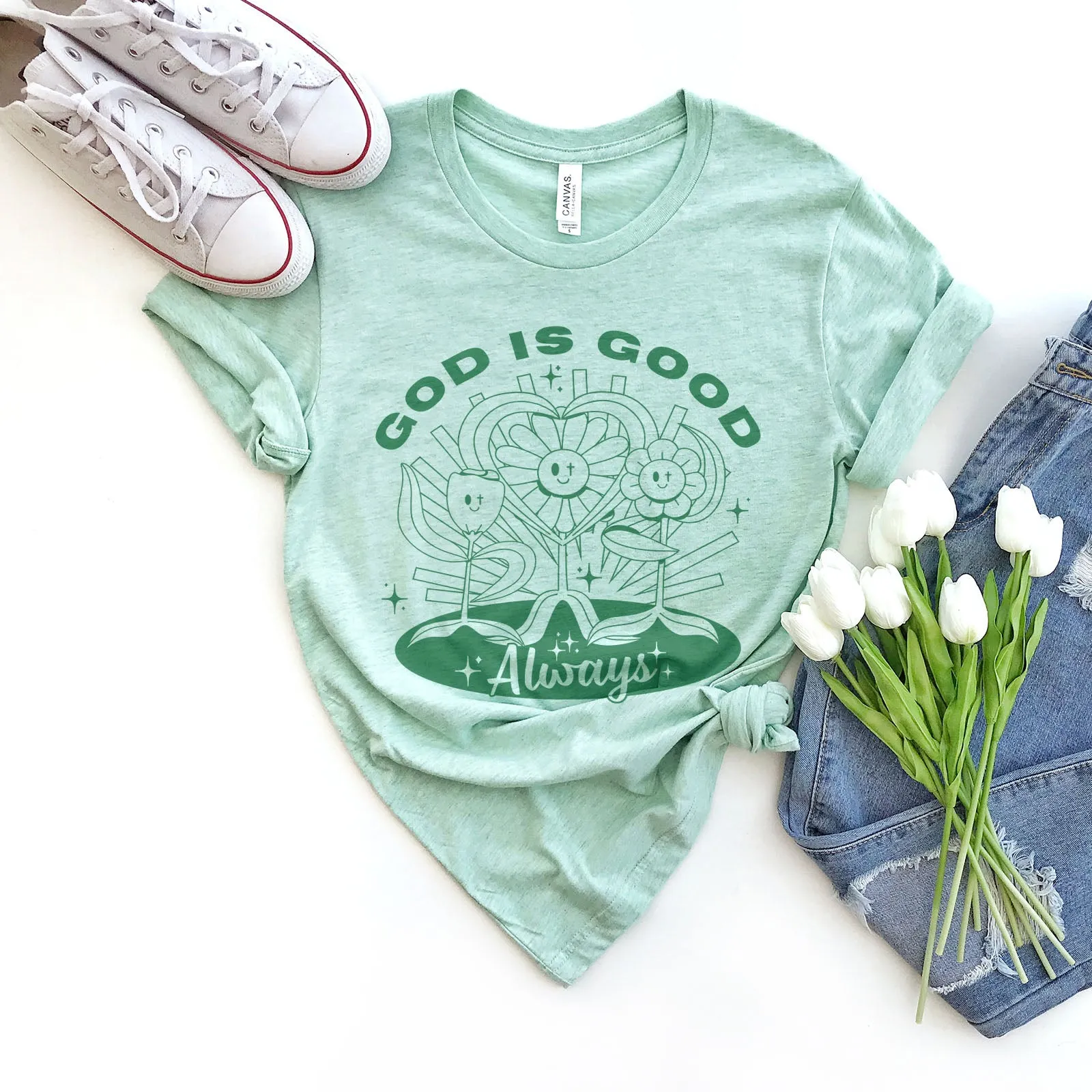 God is Good Vintage Floral Tee sold by Faithful and Co. product image thumbnail 2