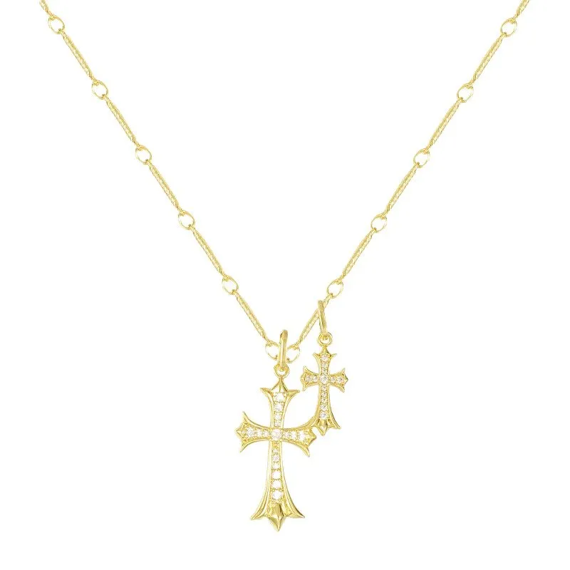 Double Cross Pendant Necklace sold by Faithful and Co. product image thumbnail 5