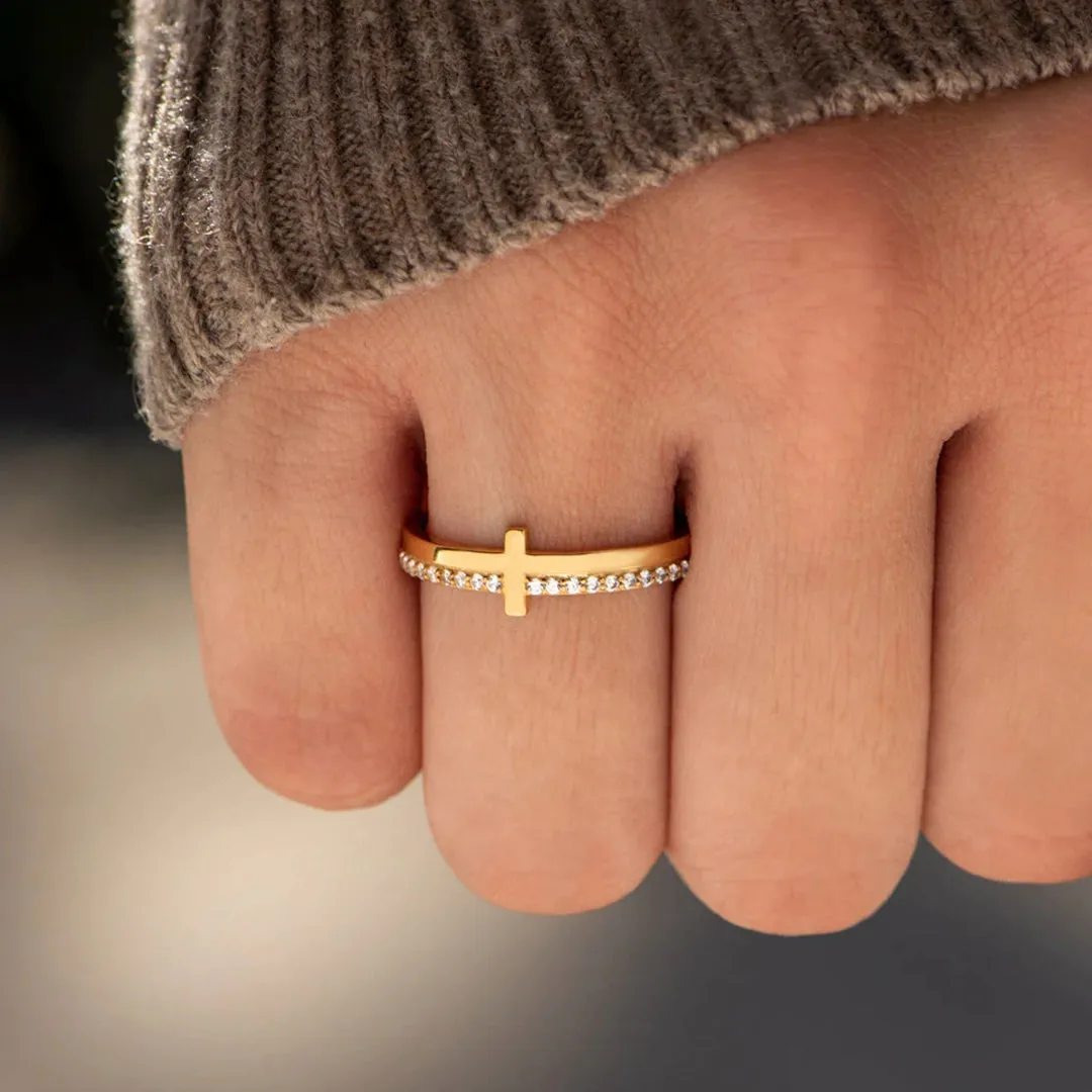 Let God Be In Control Golden Cross Ring sold by Faithful and Co. product image thumbnail 4
