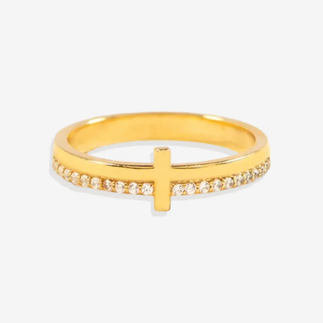 Let God Be In Control Golden Cross Ring sold by Faithful and Co. product image thumbnail 2