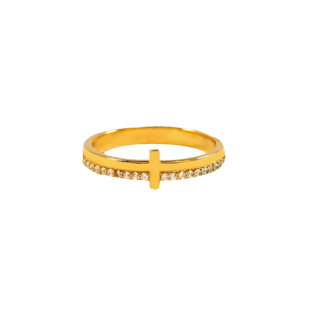 Let God Be In Control Golden Cross Ring sold by Faithful and Co.