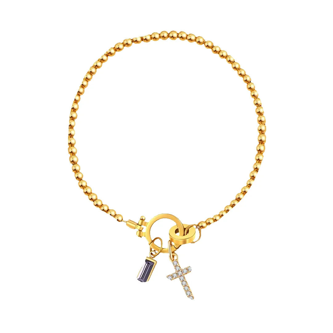 Birthstone Cross Charm Bracelet sold by Faithful and Co. product image thumbnail 2