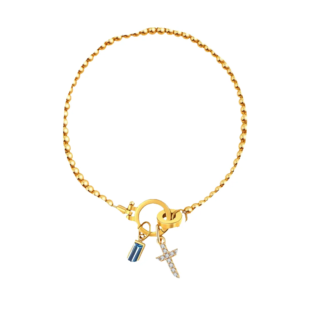 Birthstone Cross Charm Bracelet sold by Faithful and Co. product image thumbnail 3