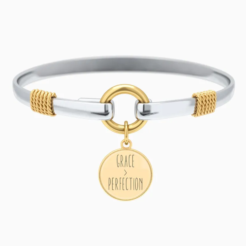 Grace > Perfection - Two-Tone Bracelet sold by Faithful and Co.