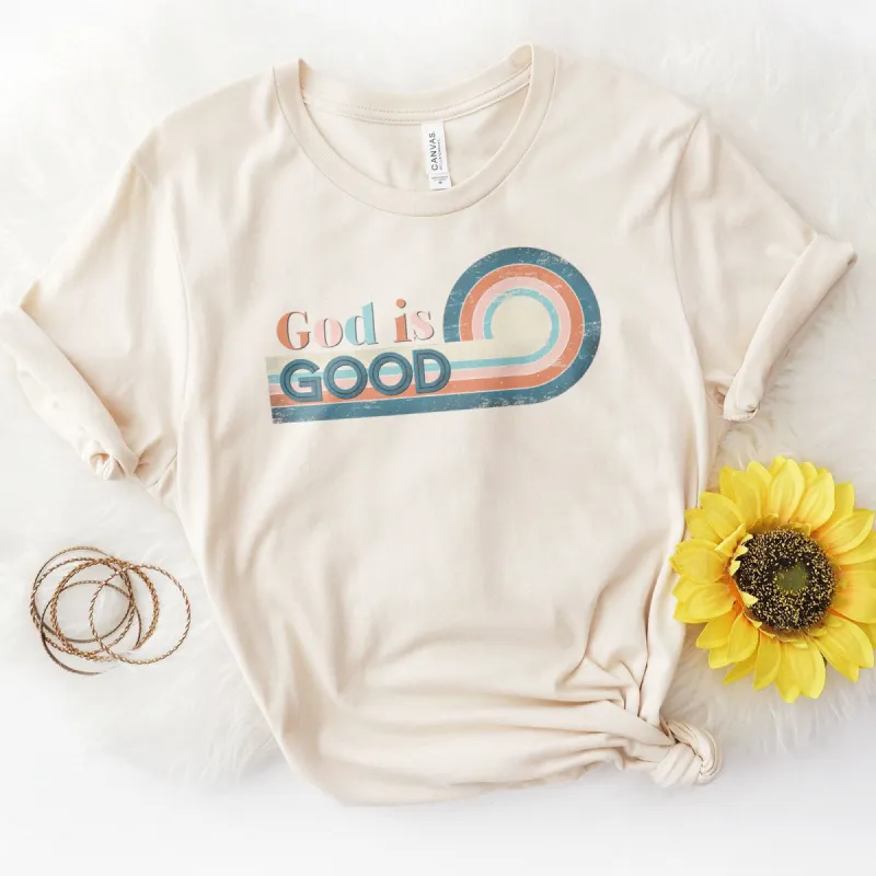 Retro, God is Good Tee sold by Faithful and Co.
