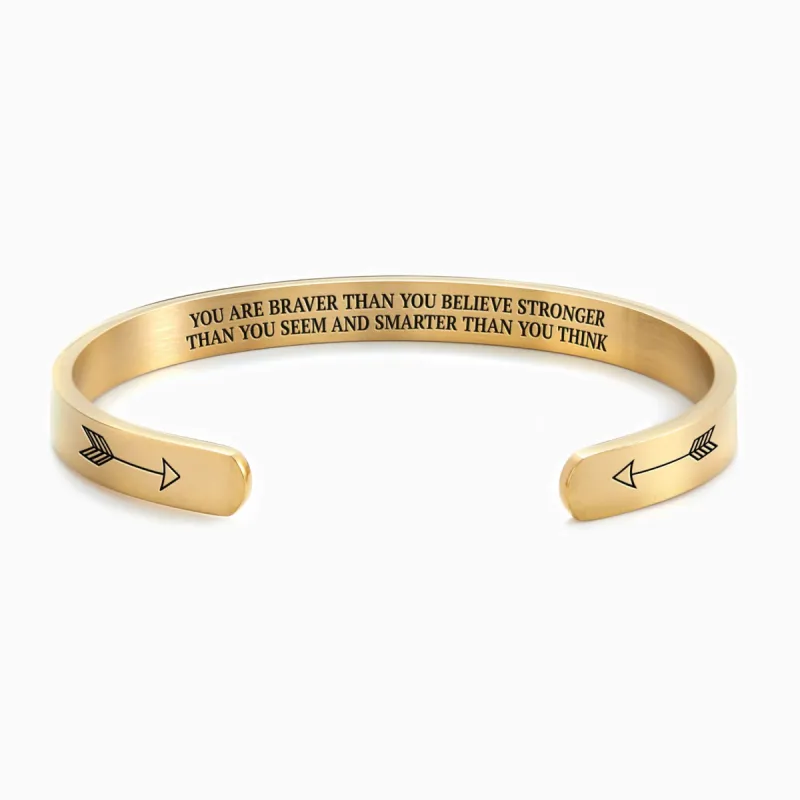 You Are Braver Than You Believe Stronger Than You Seem And Smarter Than You Think Personalizable Cuff Bracelet sold by Faithful and Co.