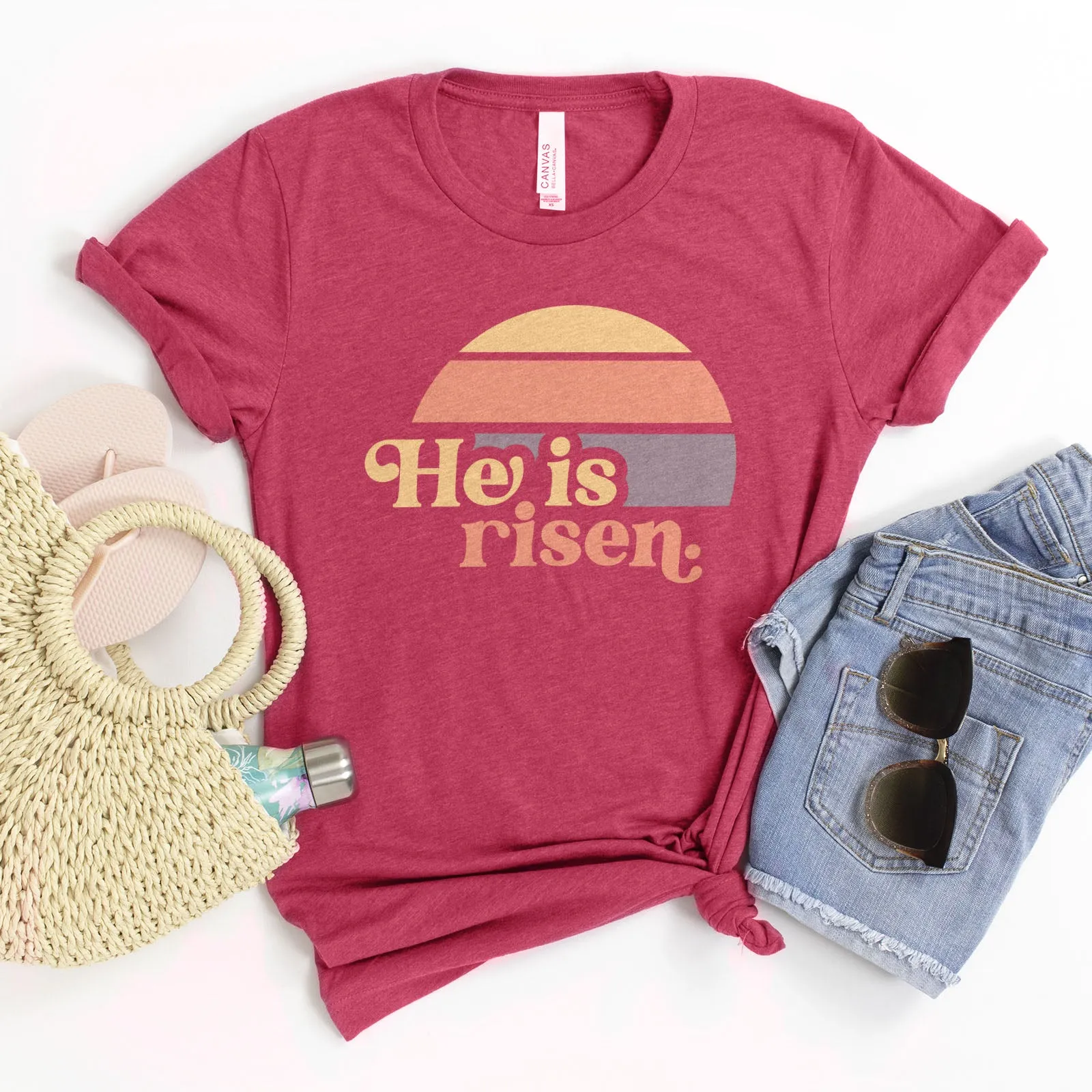 He is Risen Retro Sunset Tee sold by Faithful and Co. product image thumbnail 3