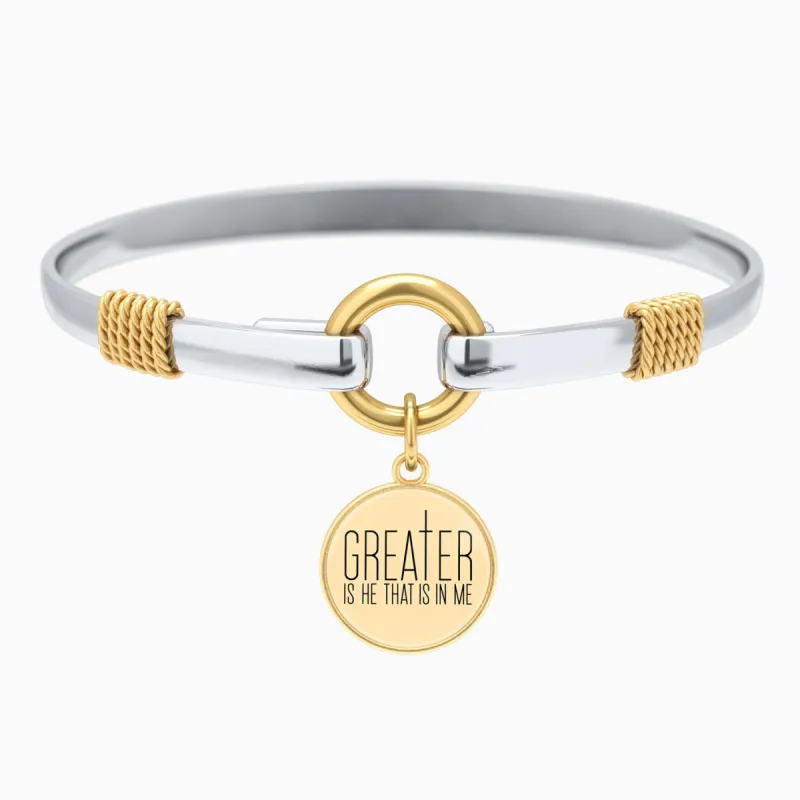 Greater Is He That Is In Me - Two-Tone Bracelet sold by Faithful and Co.