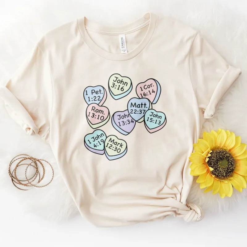 Conversation Hearts Tee sold by Faithful and Co.