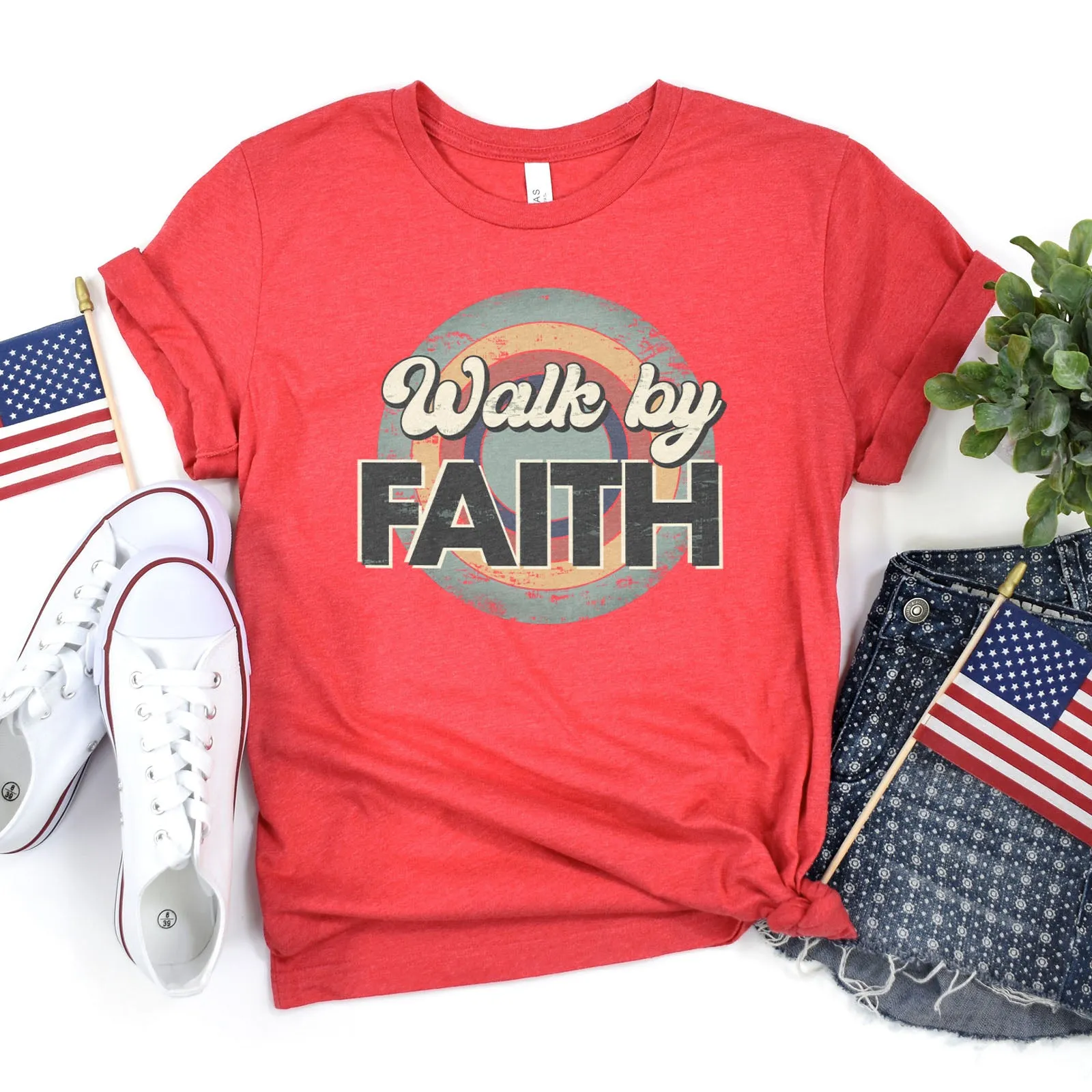 Retro, Walk By Faith Tee sold by Faithful and Co. product image thumbnail 5