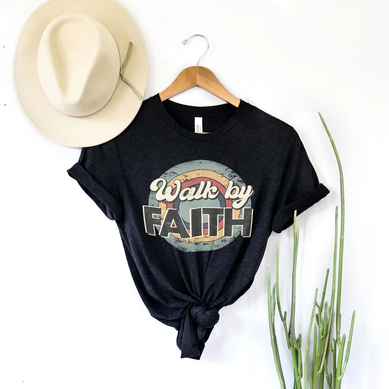 Retro, Walk By Faith Tee sold by Faithful and Co. product image thumbnail 4