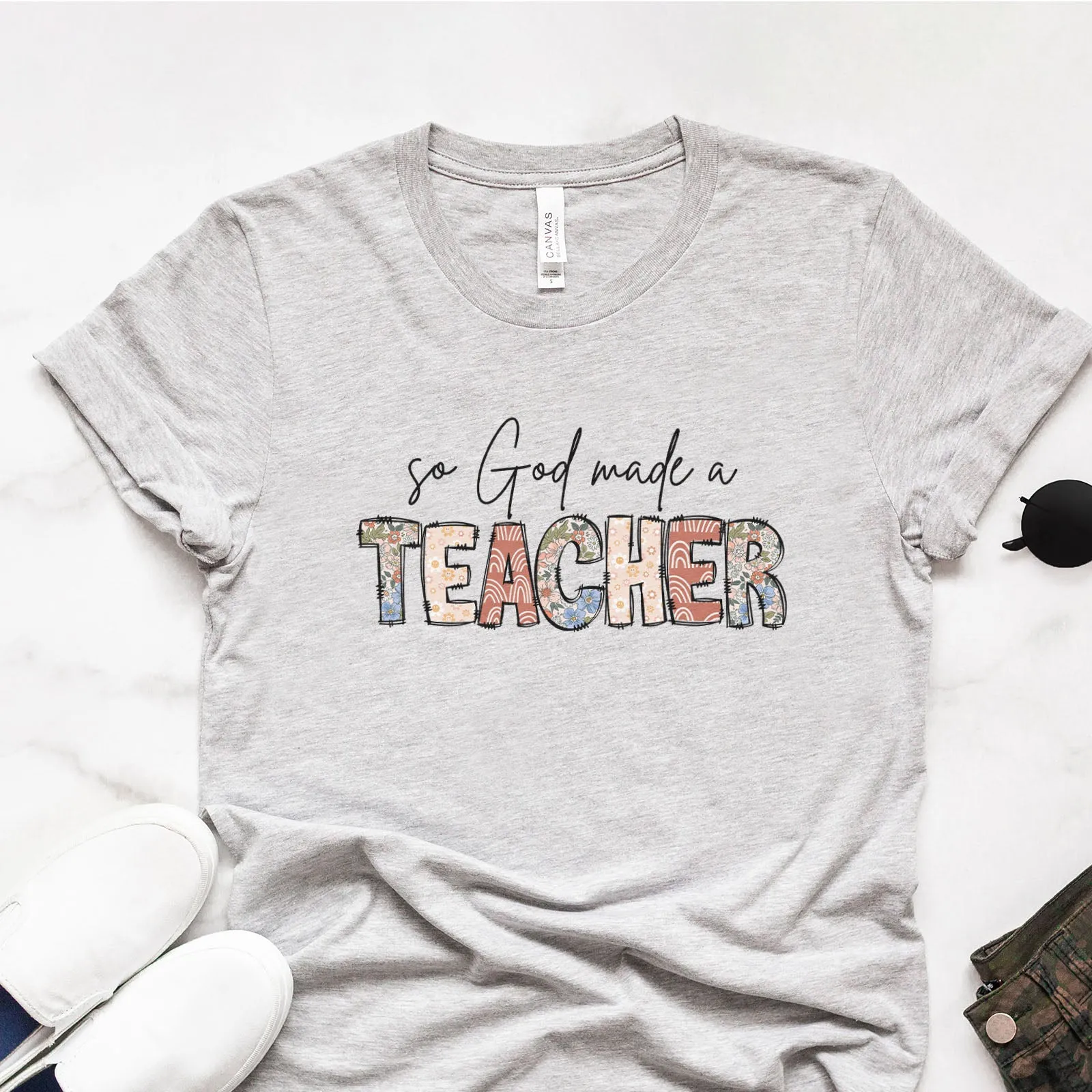 So God Made A Teacher Boho Tee sold by Faithful and Co.