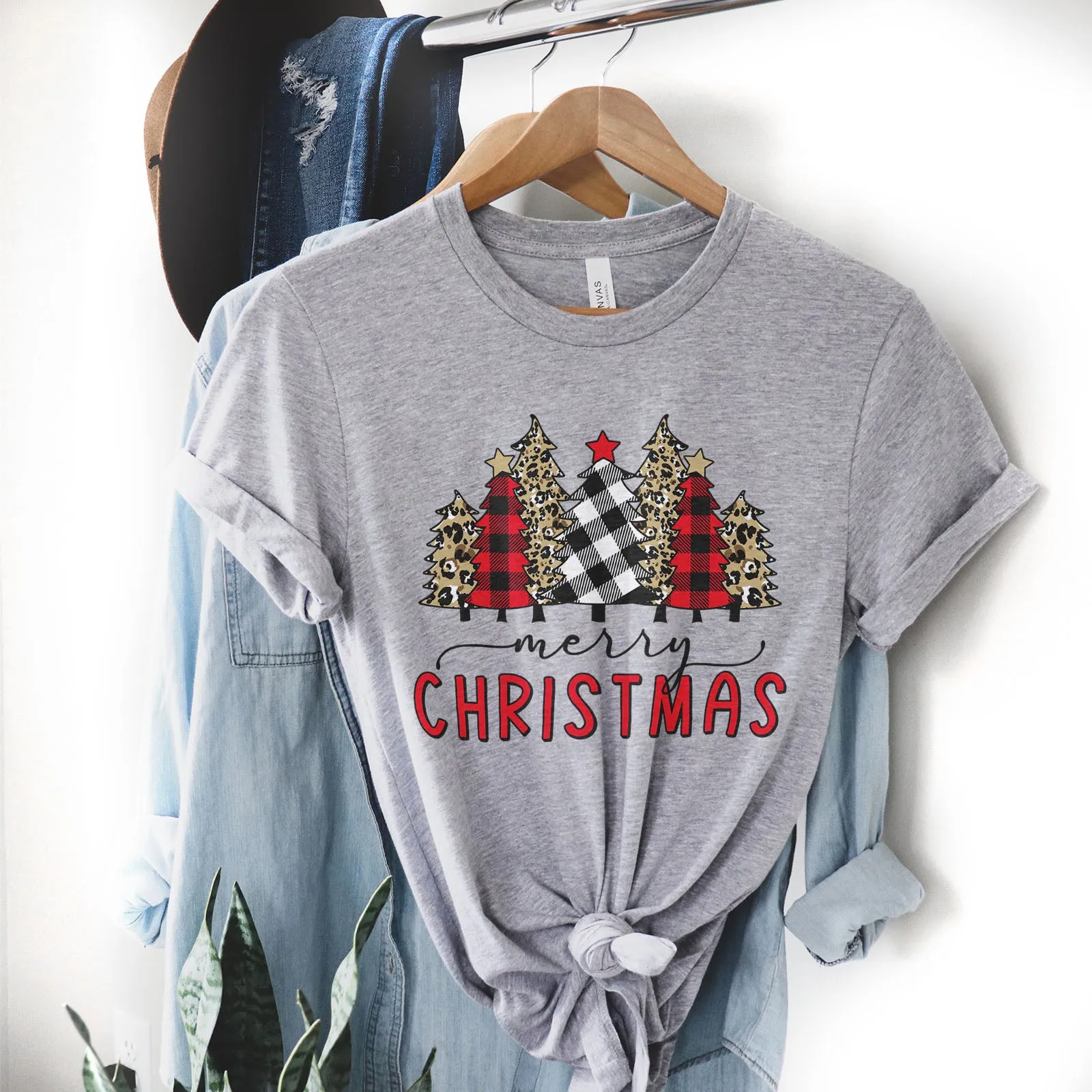 Merry Christmas Plaid and Leopard Tee sold by Faithful and Co. product image thumbnail 3