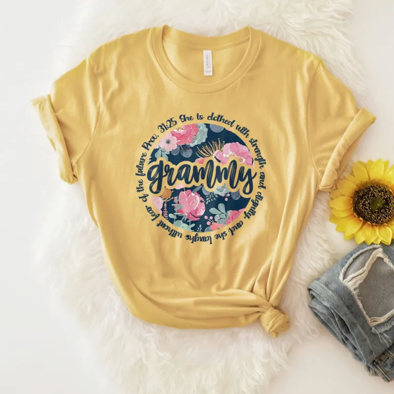 She Is Clothed With Strength - Grammy Tee sold by Faithful and Co.