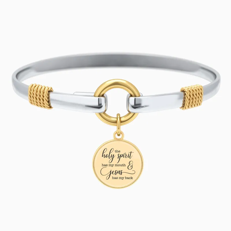 The Holy Spirit Has My Mouth & Jesus Has My Back - Two-Tone Bracelet sold by Faithful and Co.