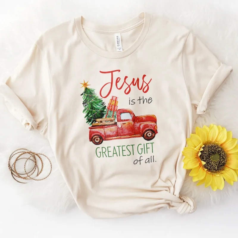 Jesus Is The Greatest Gift Red truck Tee sold by Faithful and Co.