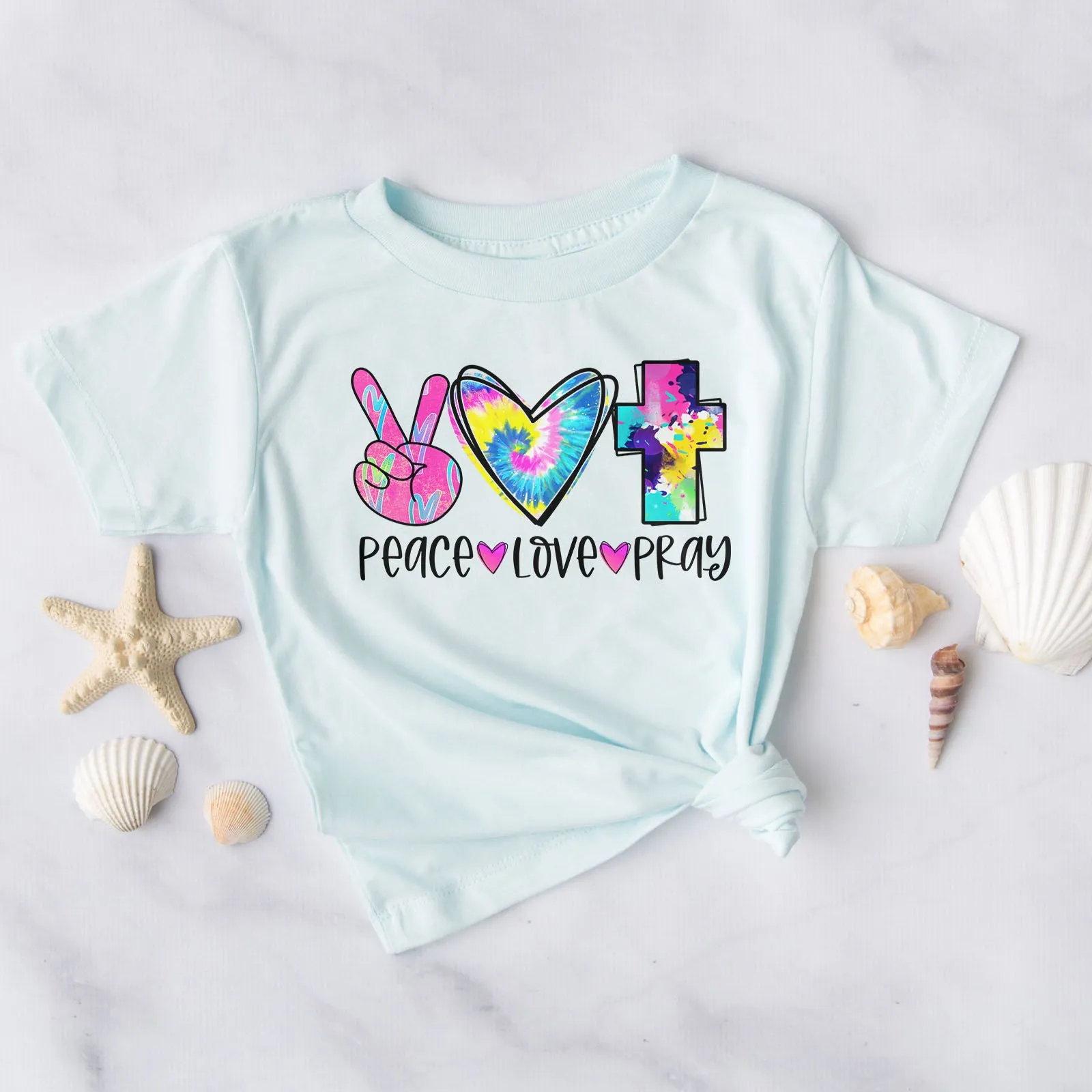 Peace Love Pray Colorful Tee sold by Faithful and Co. product image thumbnail 5