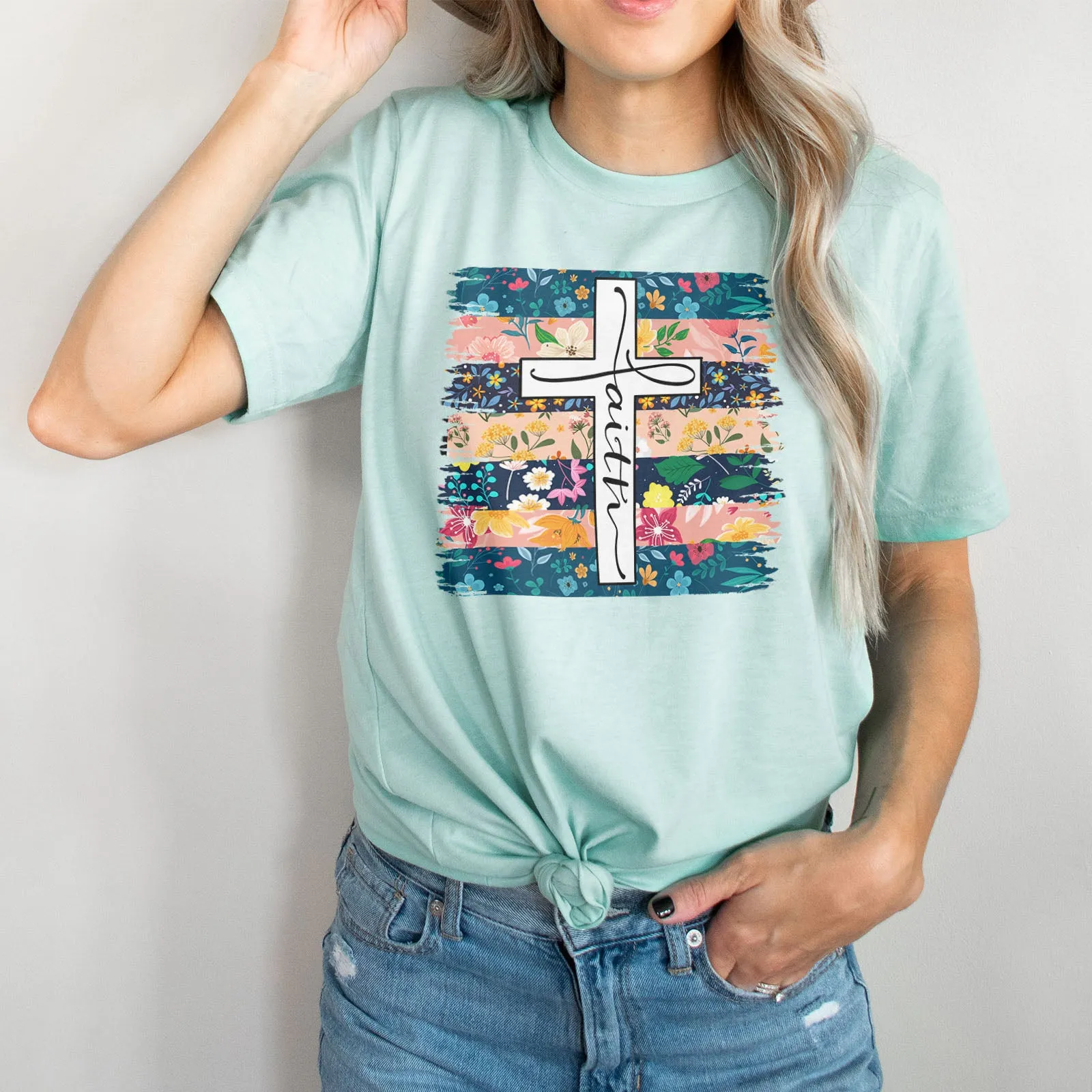 Faith Flower Stripes Tee sold by Faithful and Co. product image thumbnail 3