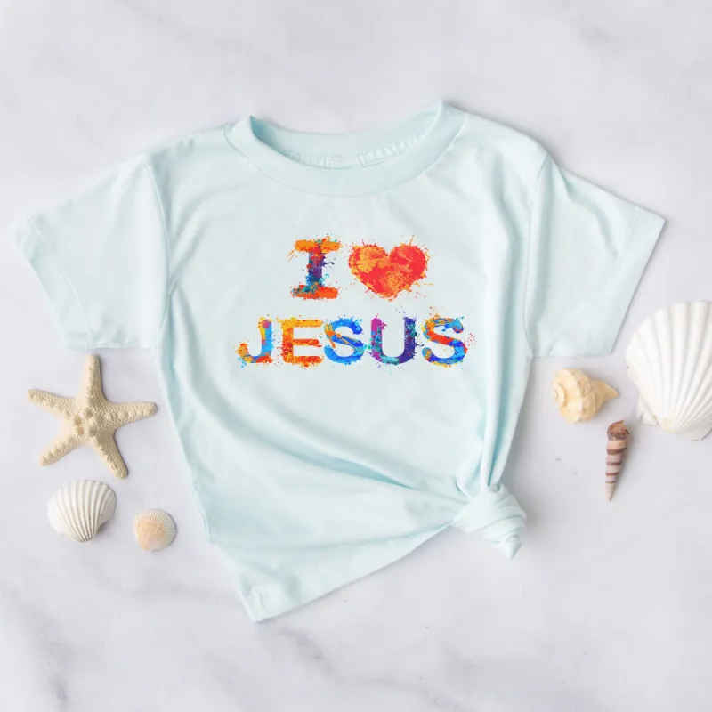I Love Jesus Colorful Tee sold by Faithful and Co.
