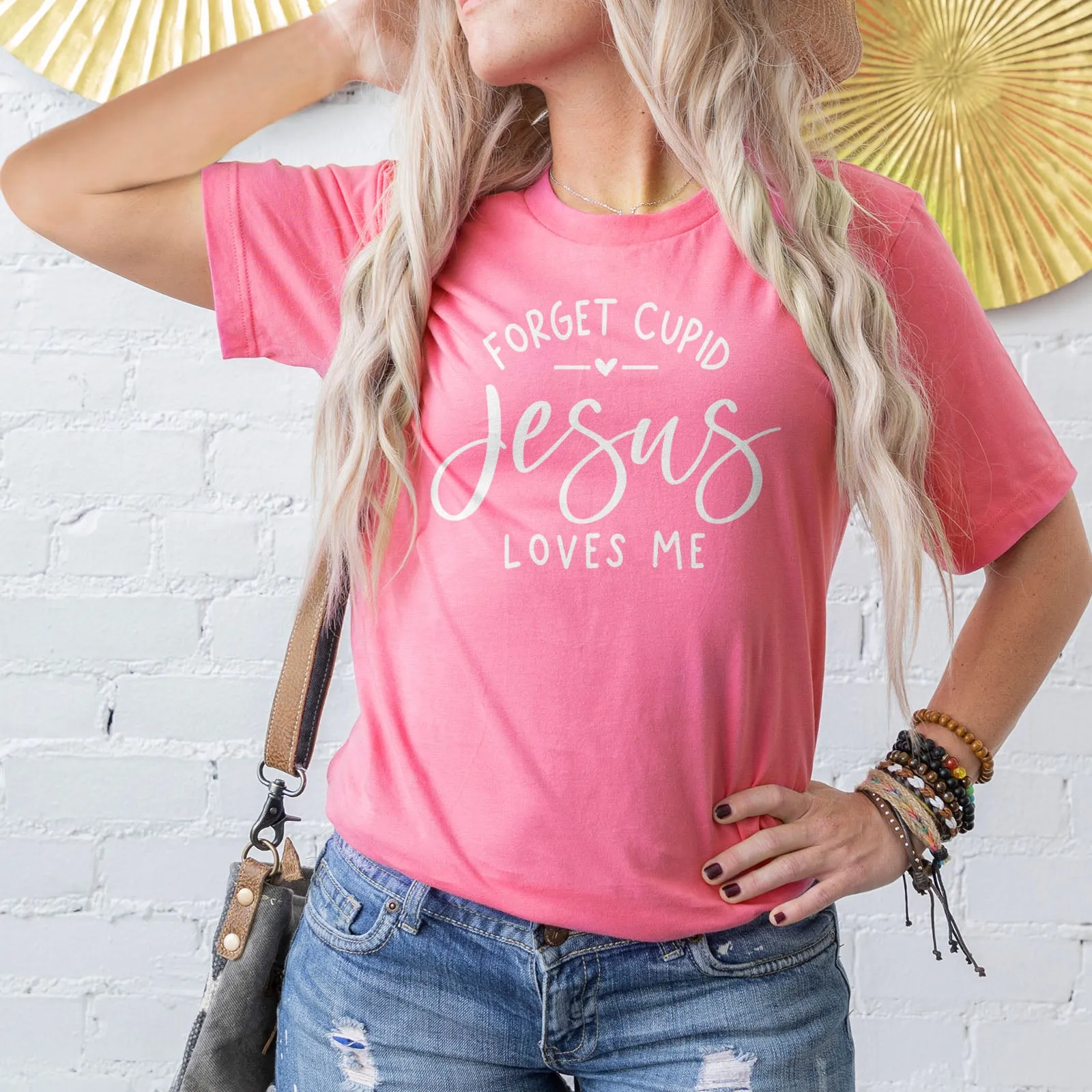 Forget Cupid Jesus Loves Me Tee sold by Faithful and Co. product image thumbnail 2