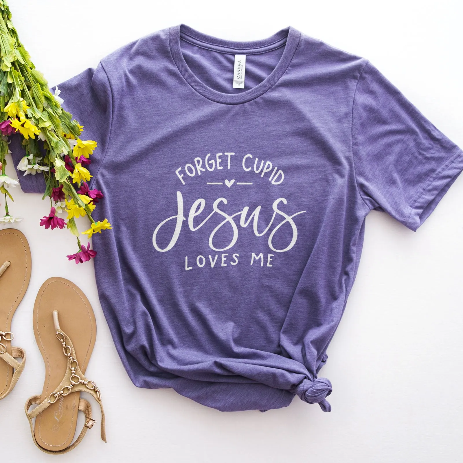 Forget Cupid Jesus Loves Me Tee sold by Faithful and Co. product image thumbnail 5