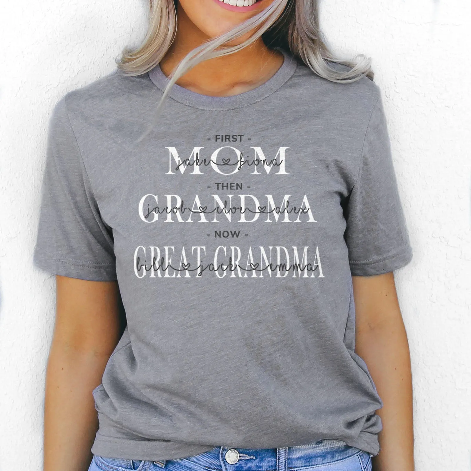 First Mom | Then Grandma | Now Great Grandma Personalized Tee sold by Faithful and Co. product image thumbnail 2