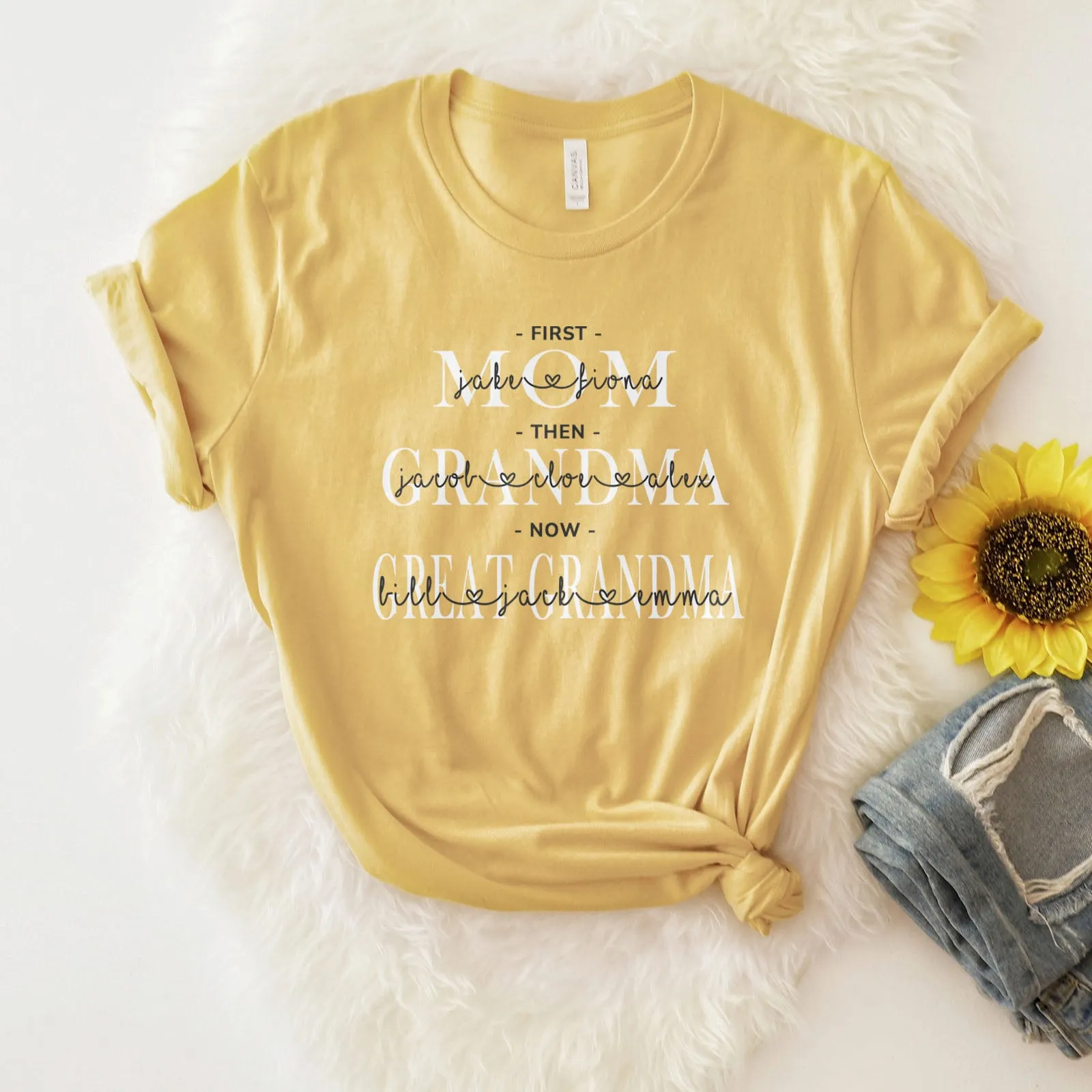 First Mom | Then Grandma | Now Great Grandma Personalized Tee sold by Faithful and Co. product image thumbnail 3