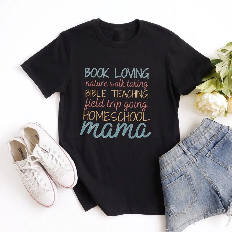 Book Loving Homeschool Mama Tee sold by Faithful and Co.