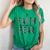 Faith Over Fear Half Leopard Black Tee sold by Faithful and Co.