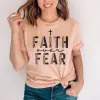 Faith Over Fear Half Leopard Black Tee sold by Faithful and Co.