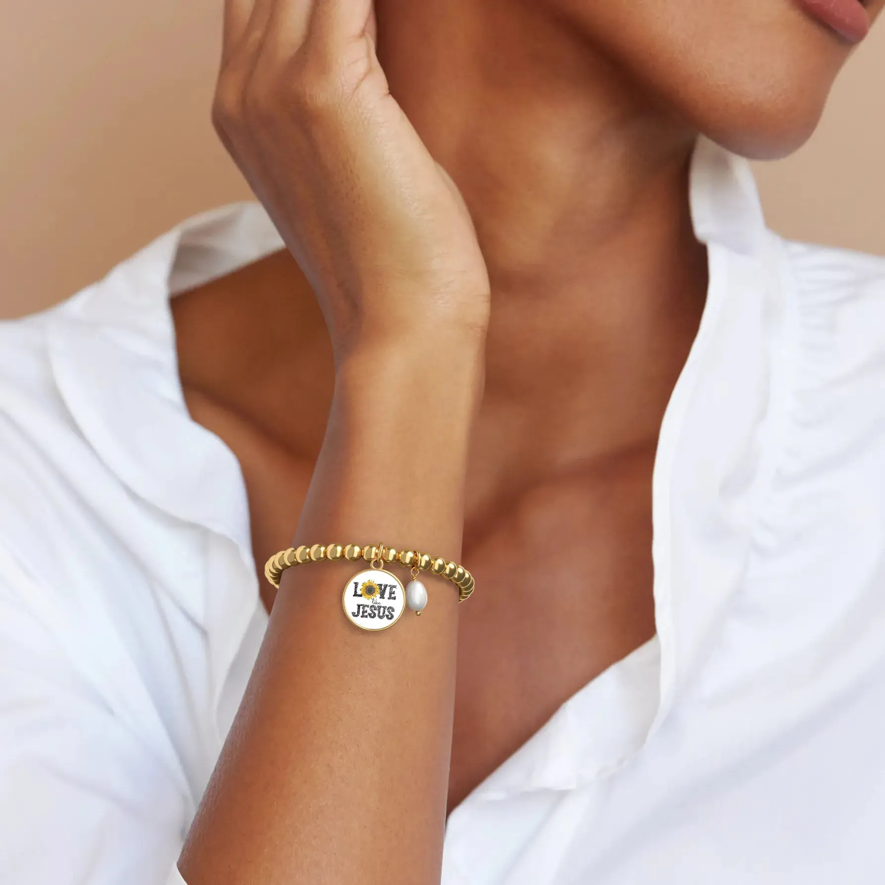 Love Like Jesus - Sunflower - Beaded Bracelet sold by Faithful and Co. product image thumbnail 2