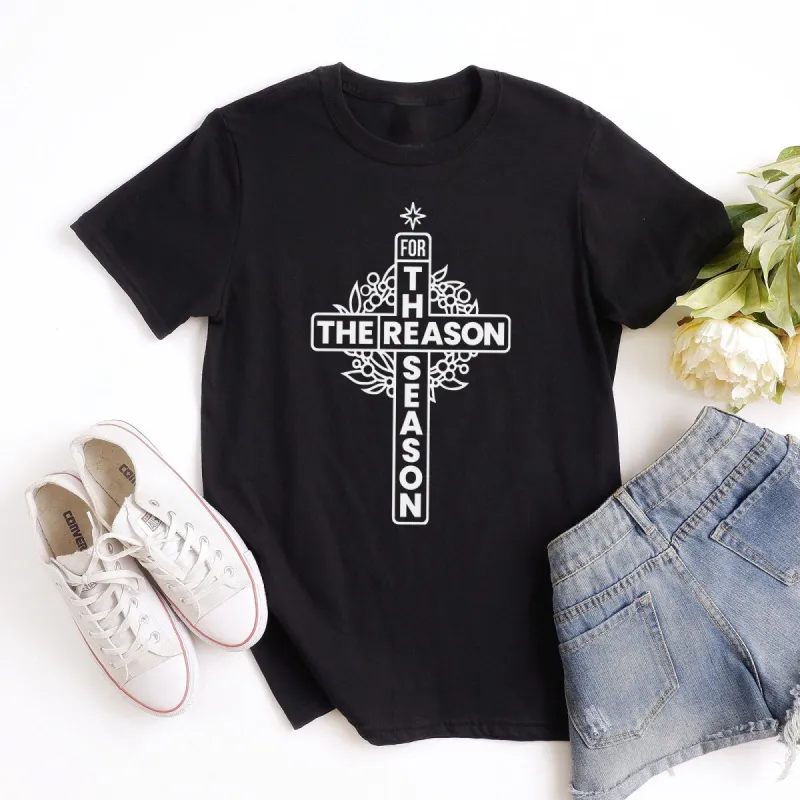 The Reason For The Season Cross Tee sold by Faithful and Co.