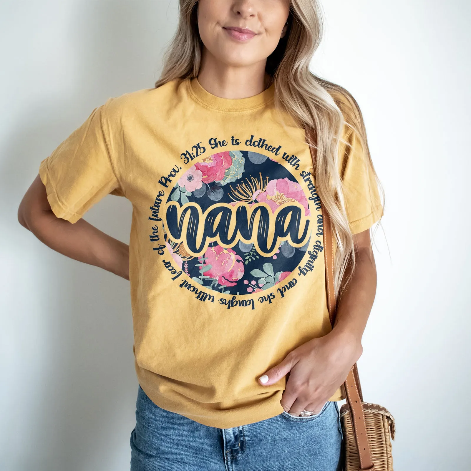She Is Clothed With Strength - Proverbs 31:25 Nana Tee sold by Faithful and Co. product image thumbnail 2